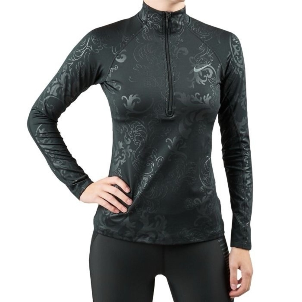 Nike Women's Dri-Fit 1/4 Zip Royal Print‎ Pullover Long Sleeve, Size M Running
